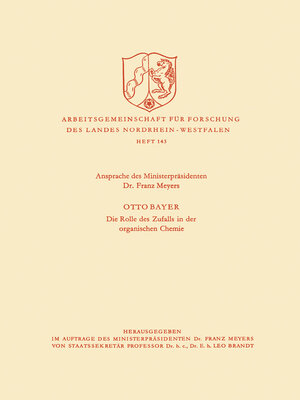cover image of Ansprache des Ministerpräsidenten / Die Rolle des Zufalls in der organischen Chemie